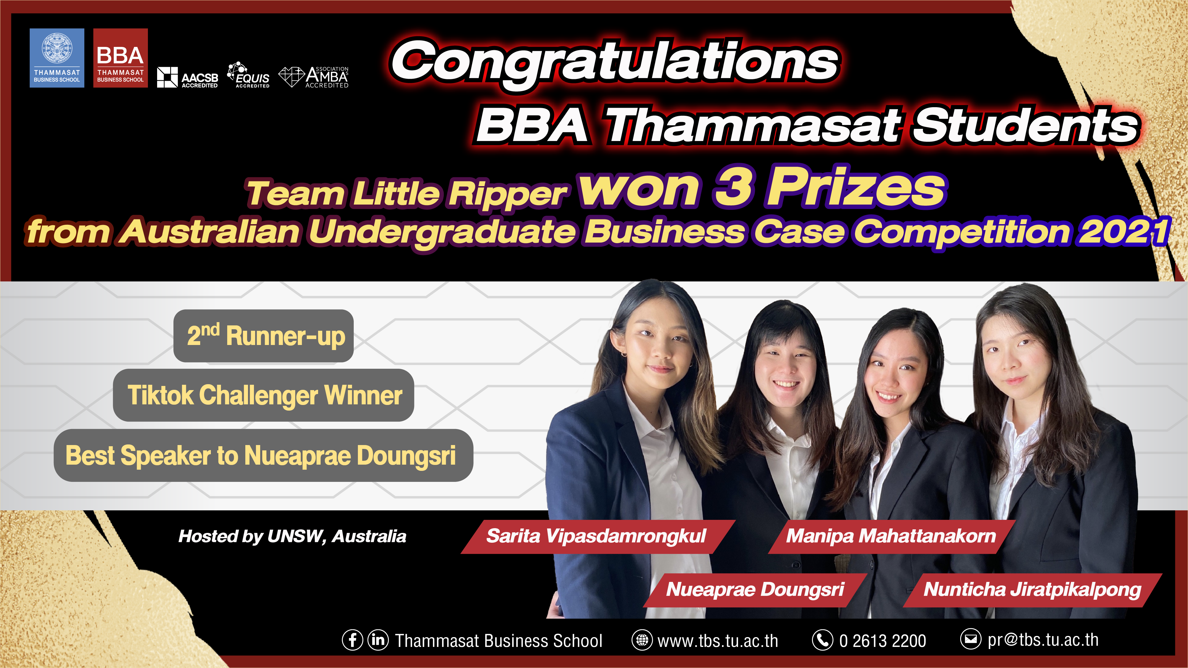 Thammasat students awarded in ‘TikTok Challenge’ at AUBCC 2021
